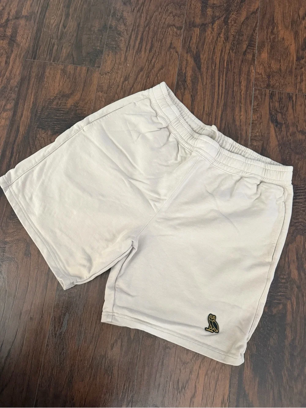 Men's OVO Cream Athletic Shorts with Embroidered Owl Logo